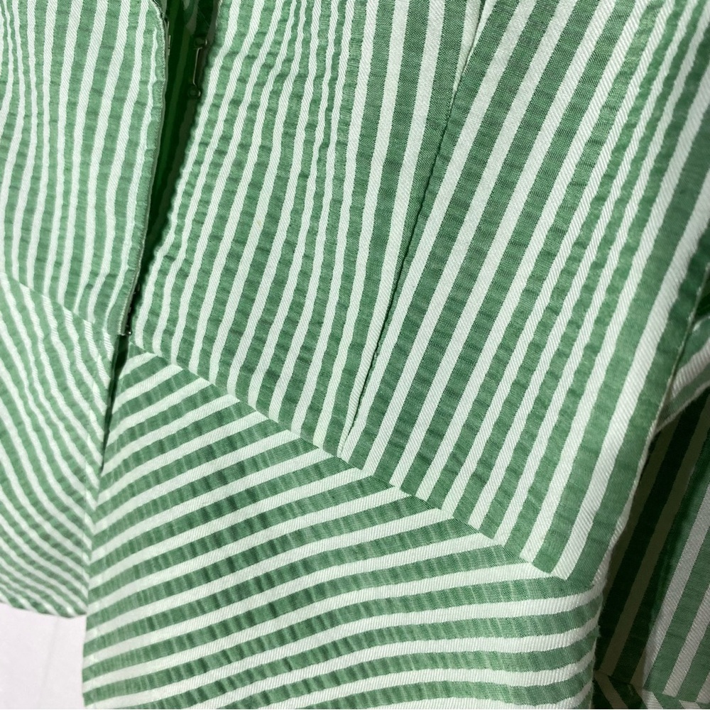 Vintage Fidel Green Striped Seersucker Cotton Blazer Jacket 4 Twee Coastal - Picture 7 of 16